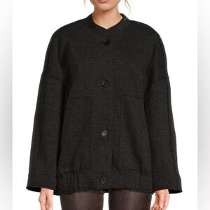 NWT Max Studio Brushed Knit Charcoal Bomber Jacket